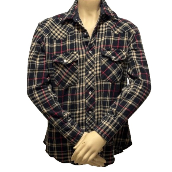 NWOT- Wrangler Men's Textured Western Shirt Jacket Heavy Plaid Snap Button - Picture 1 of 7